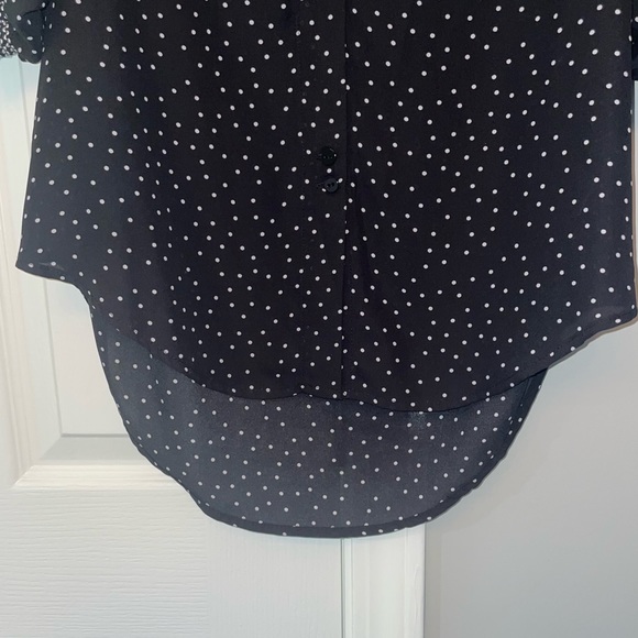 Bobeau Polka Dot Button Up Puff Sleeve Blouse - Picture 7 of 10